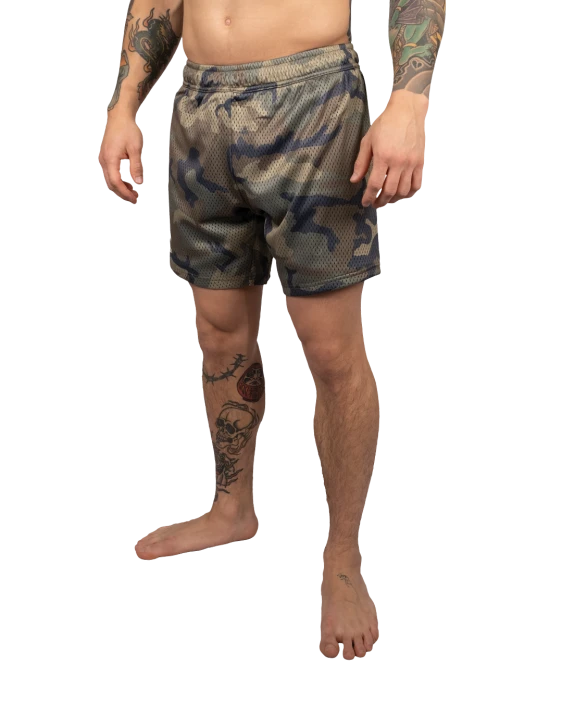 SCRAMBLE Mesh Hybrid Grappling Shorts – Woodland Camo