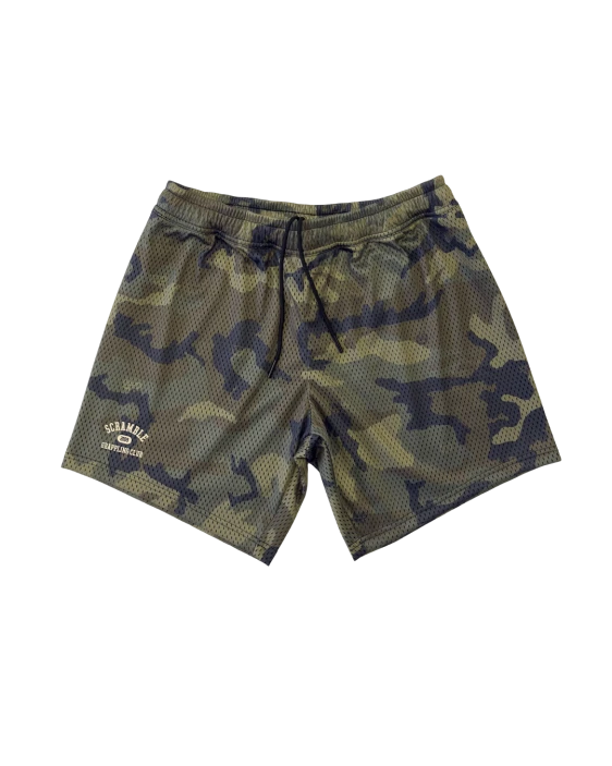 SCRAMBLE Mesh Hybrid Grappling Shorts – Woodland Camo