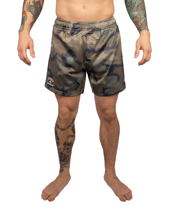 SCRAMBLE Mesh Hybrid Grappling Shorts – Woodland Camo