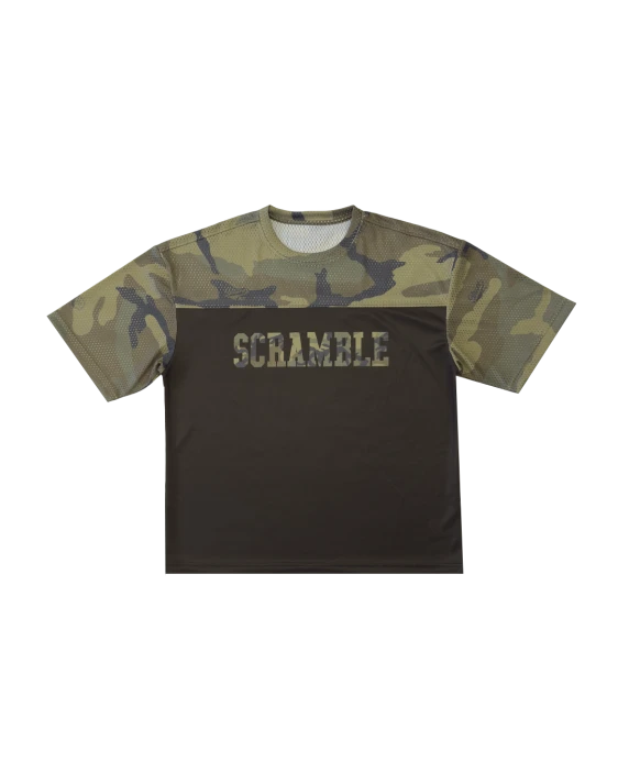 SCRAMBLE Mesh Hybrid Grappling Top – Woodland Camo